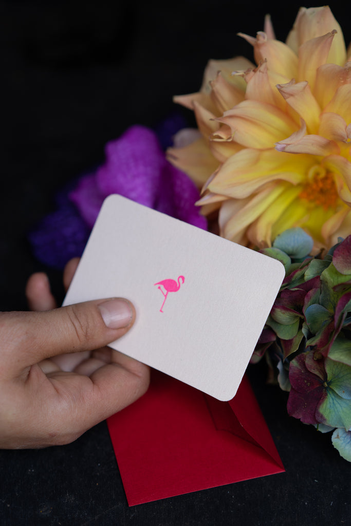 Handgeschreven Minikaart | Flamingo | Meisje