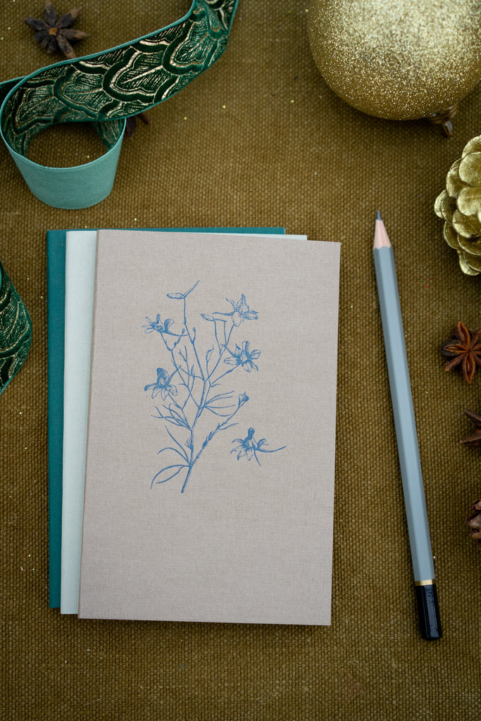 Set of 3 Botanical Notebooks  | gift set with pencil