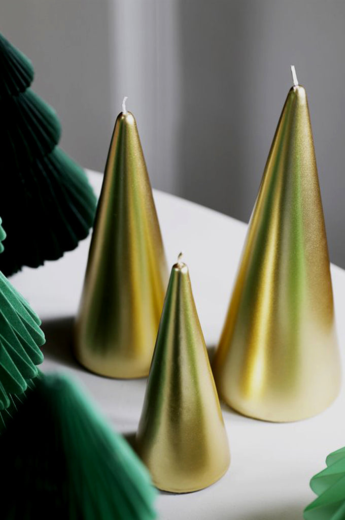 Gouden kaarskegel | drie maten vanaf;