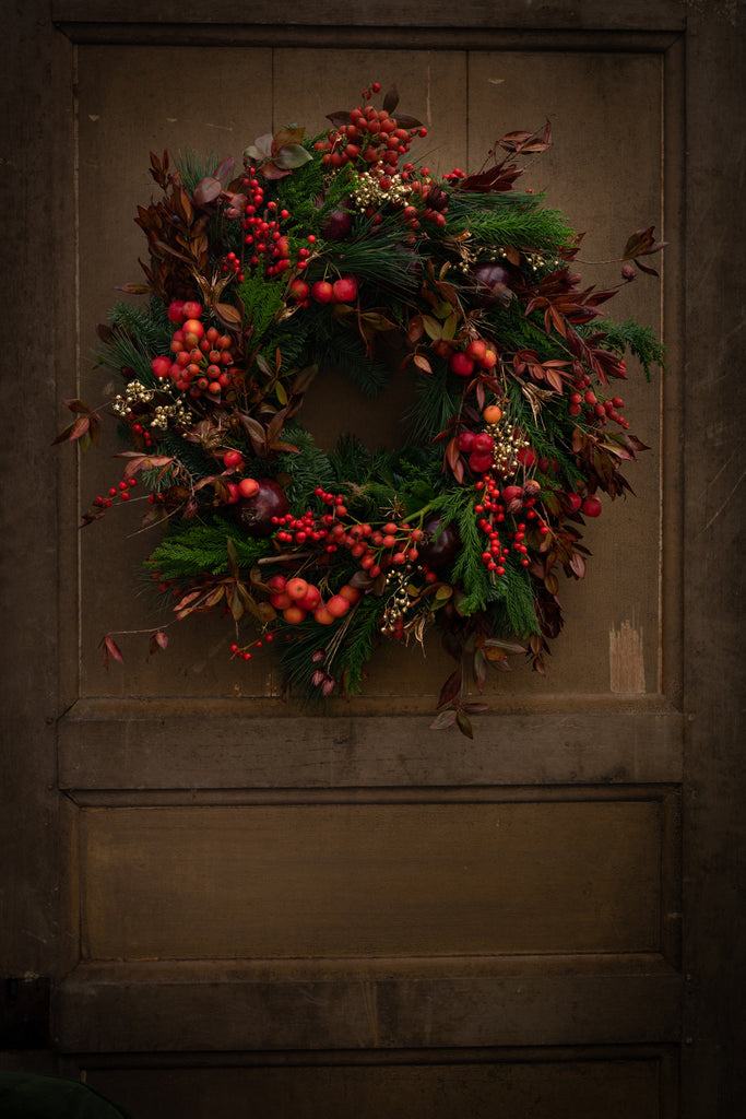 Rode Granaatappel kerstkrans thumbnail