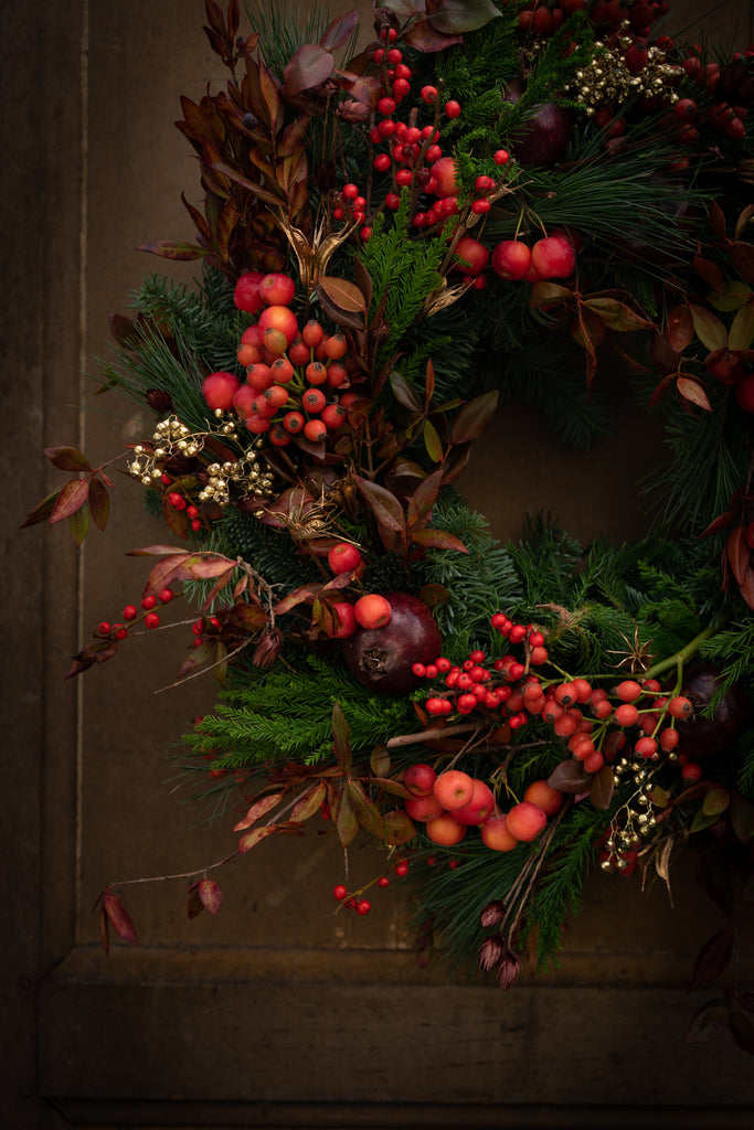 Rode Granaatappel kerstkrans thumbnail