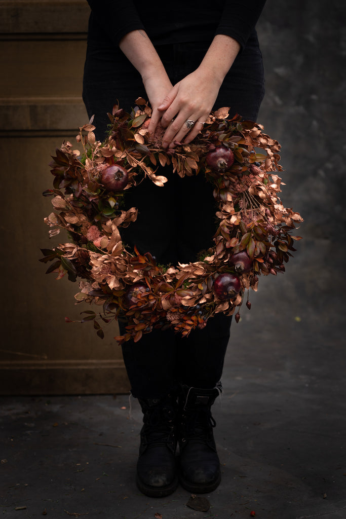 Koperen Granaatappel Kerstkrans